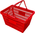 Stackable Plastic Shopping Baskets 2-pack - Durable, Easy-Grip (Red)