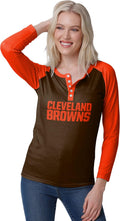 Women's Team Logo Long Sleeve Henley Shirt - Official Fan Top
