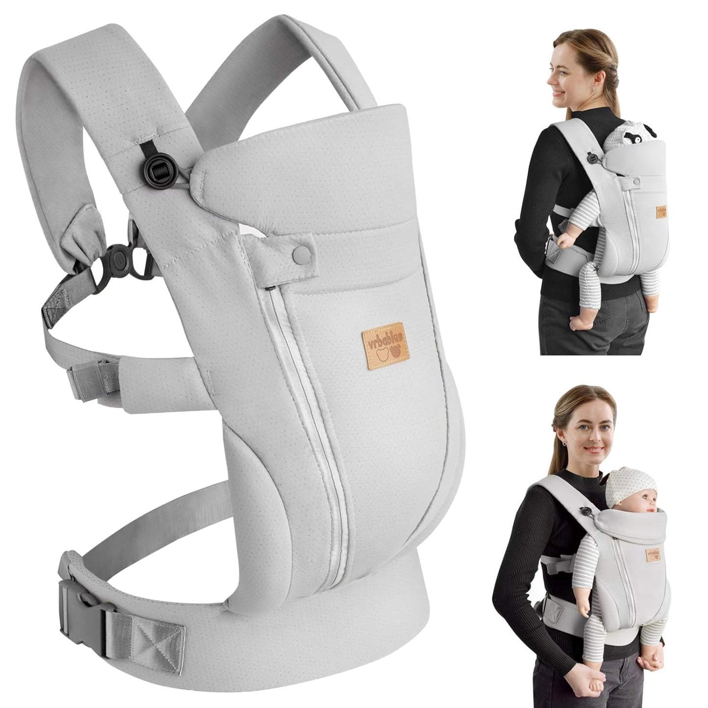 Ergonomic Baby Carrier for Newborns and Toddlers - Light Grey