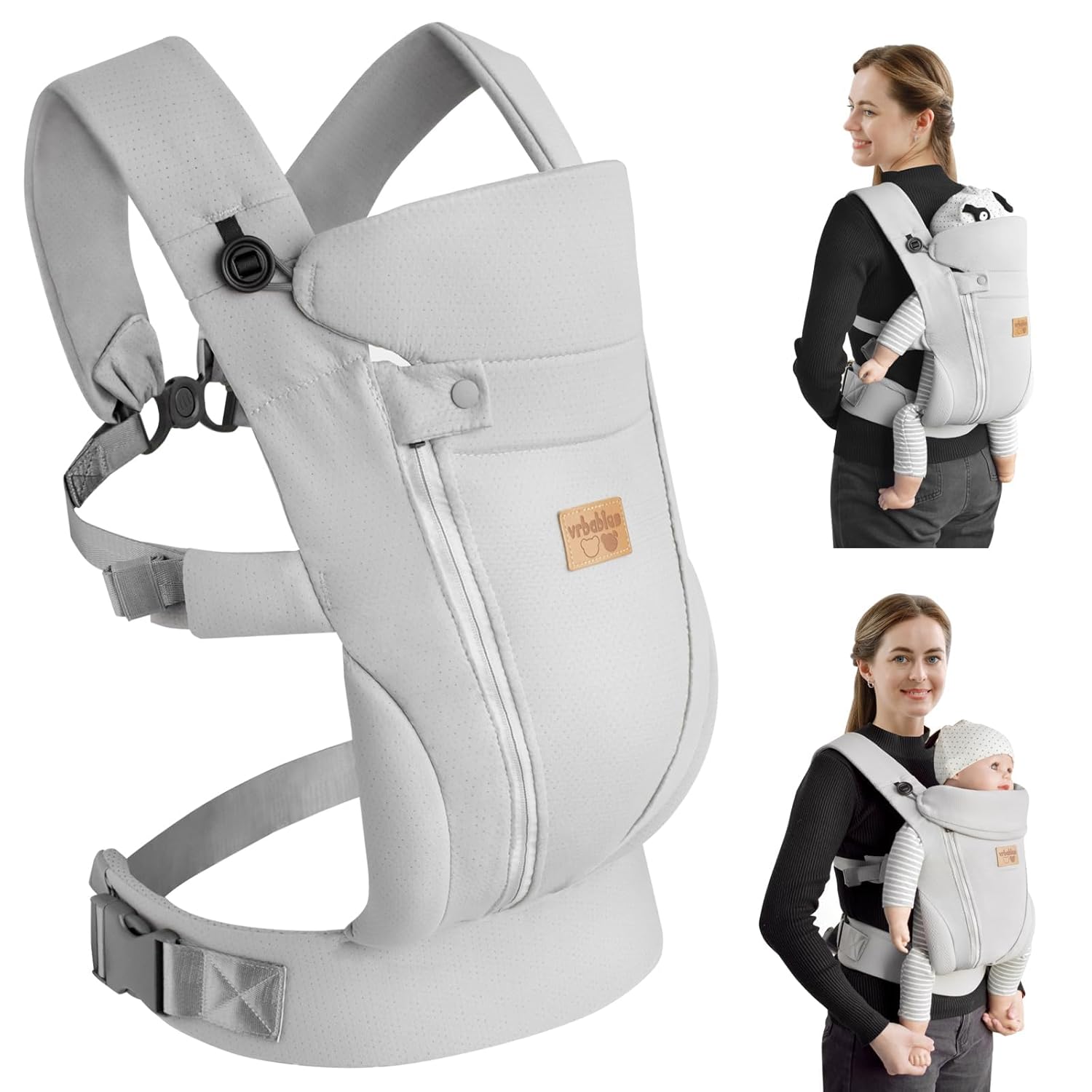 Ergonomic Baby Carrier for Newborns and Toddlers - Light Grey