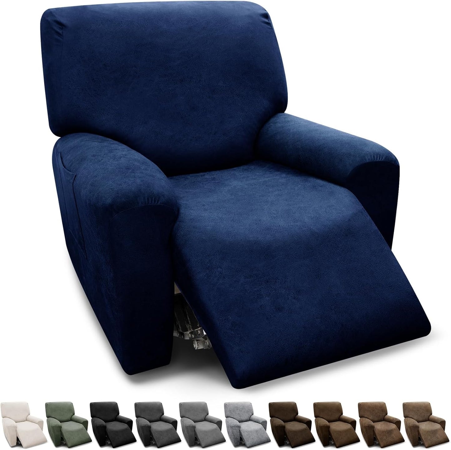 Recliner Chair Covers 4-Pieces Set for Leather Look Comfort