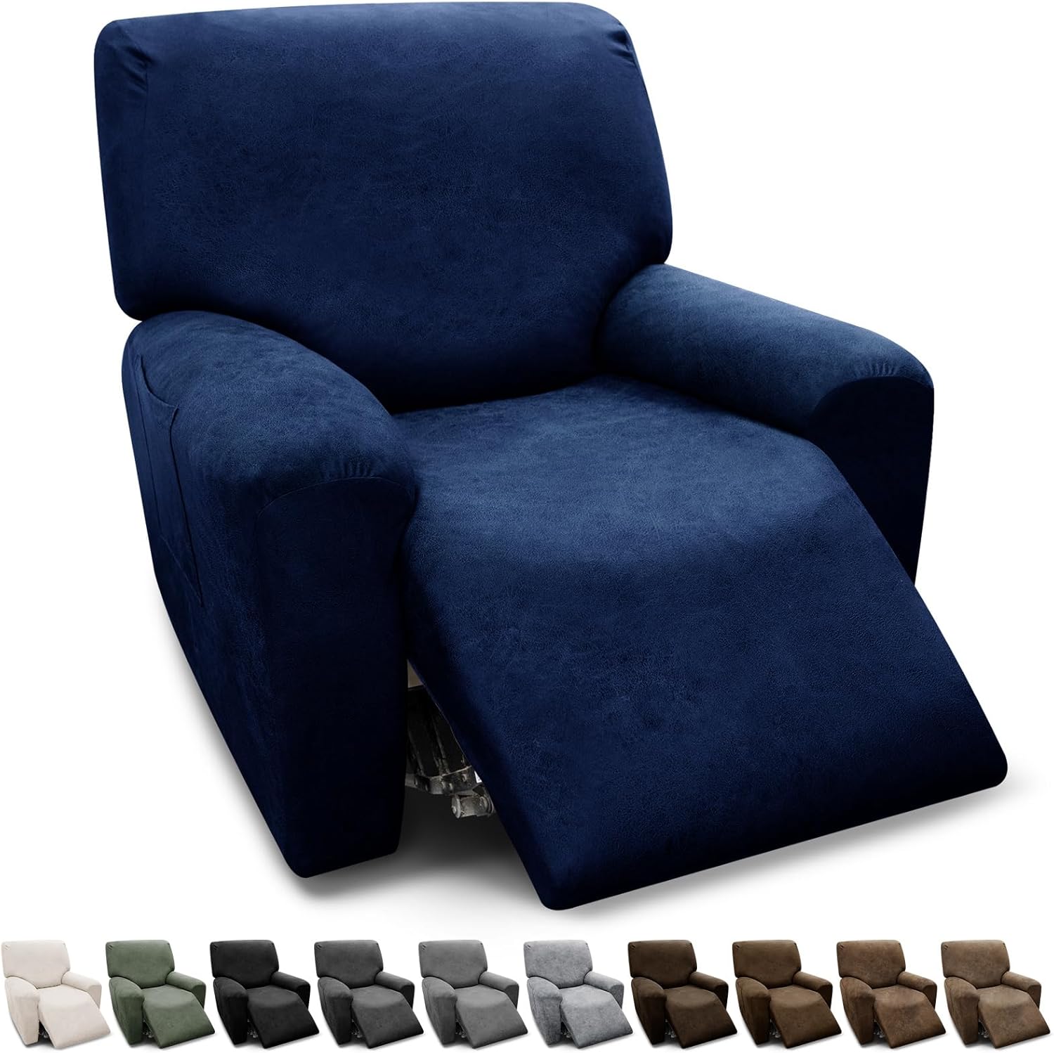 Recliner Chair Covers 4-Pieces Set for Leather Look Comfort
