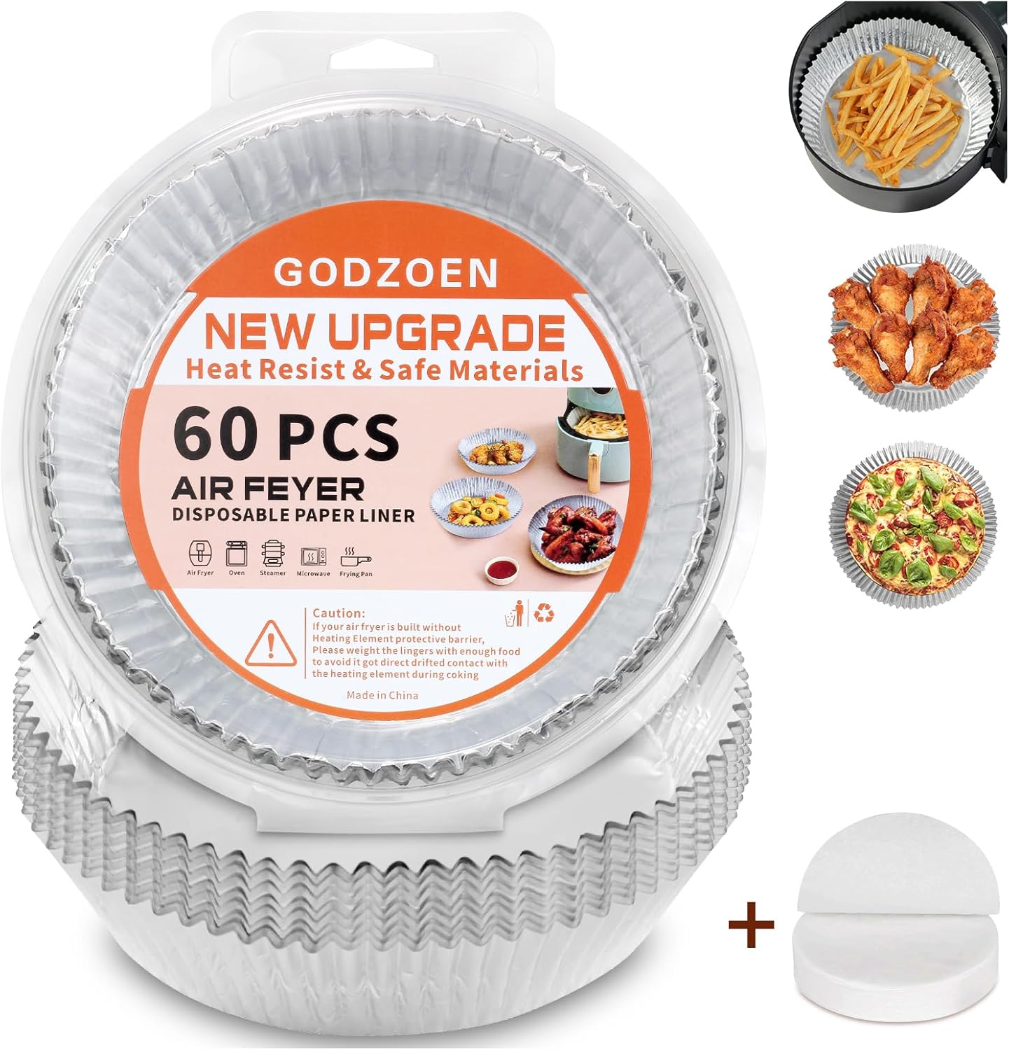 60PCS Aluminum Foil Air Fryer Liners: Non-Stick & Disposable for Oil-Proof Cooking