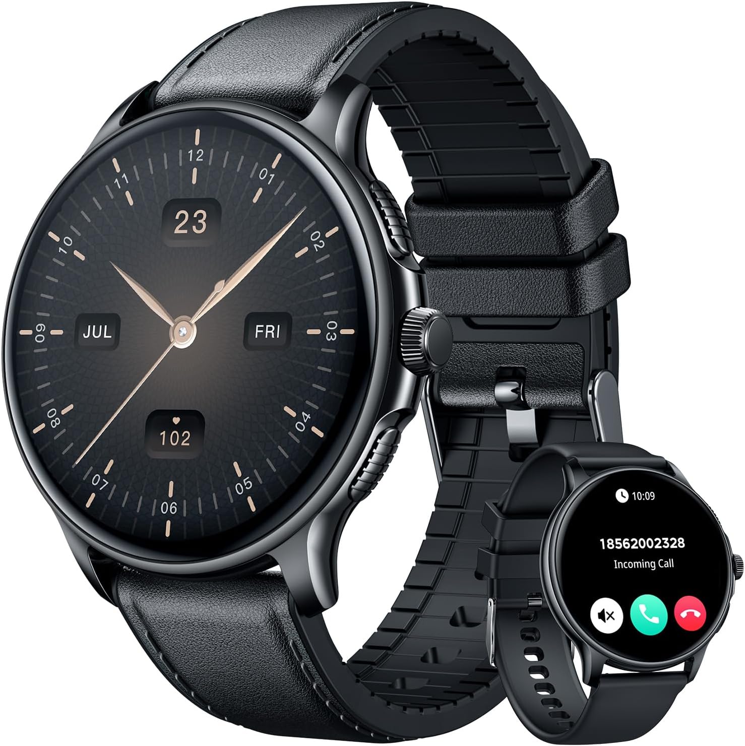 Black Smartwatch: Call & Monitor Health - CatShin