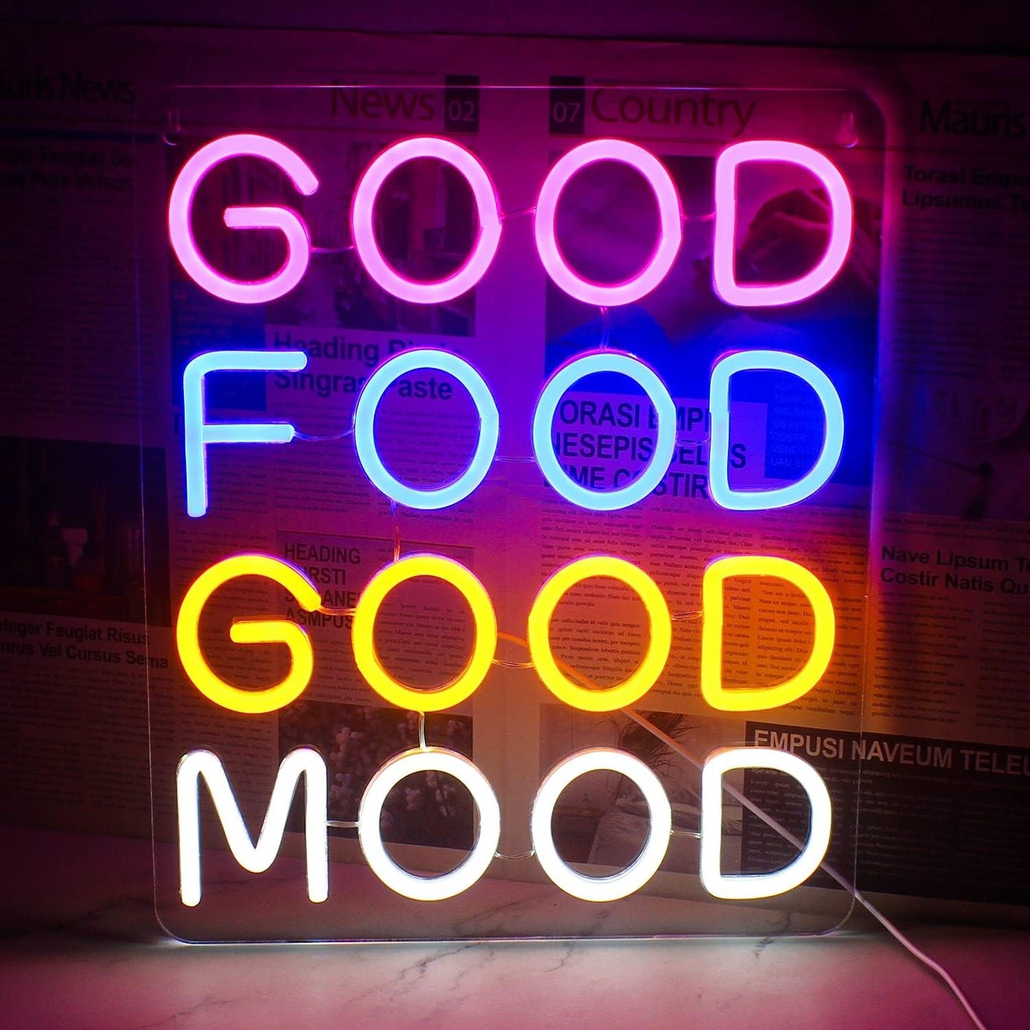 Good Food Good Mood Neon LED Sign for Wall Decor and More