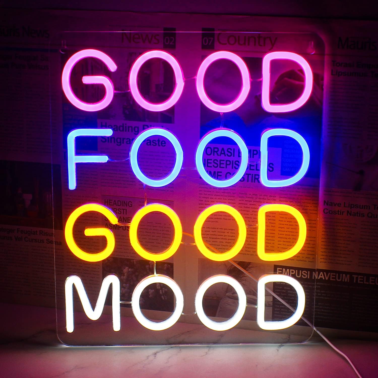 Good Food Good Mood Neon LED Sign for Wall Decor and More