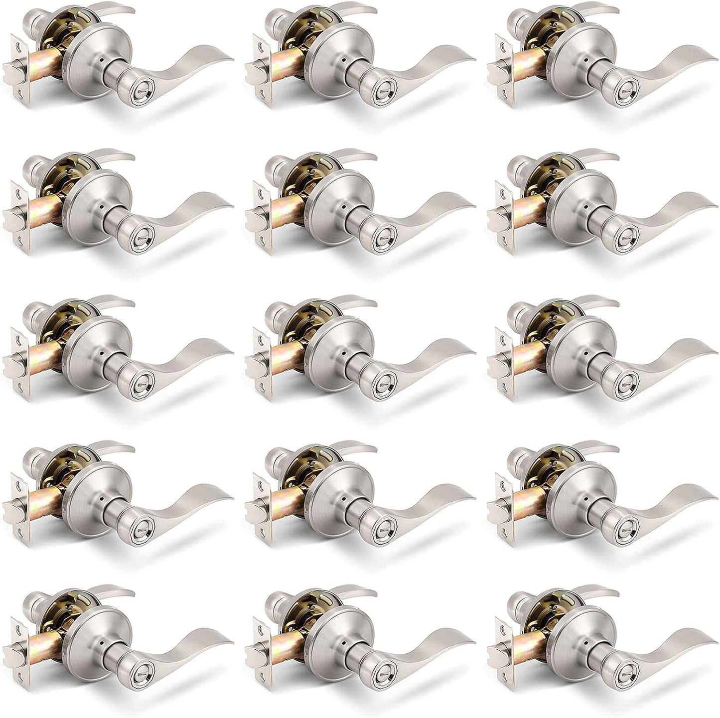 Gobrico Satin Nickel Privacy Door Handle Levers for Home Use