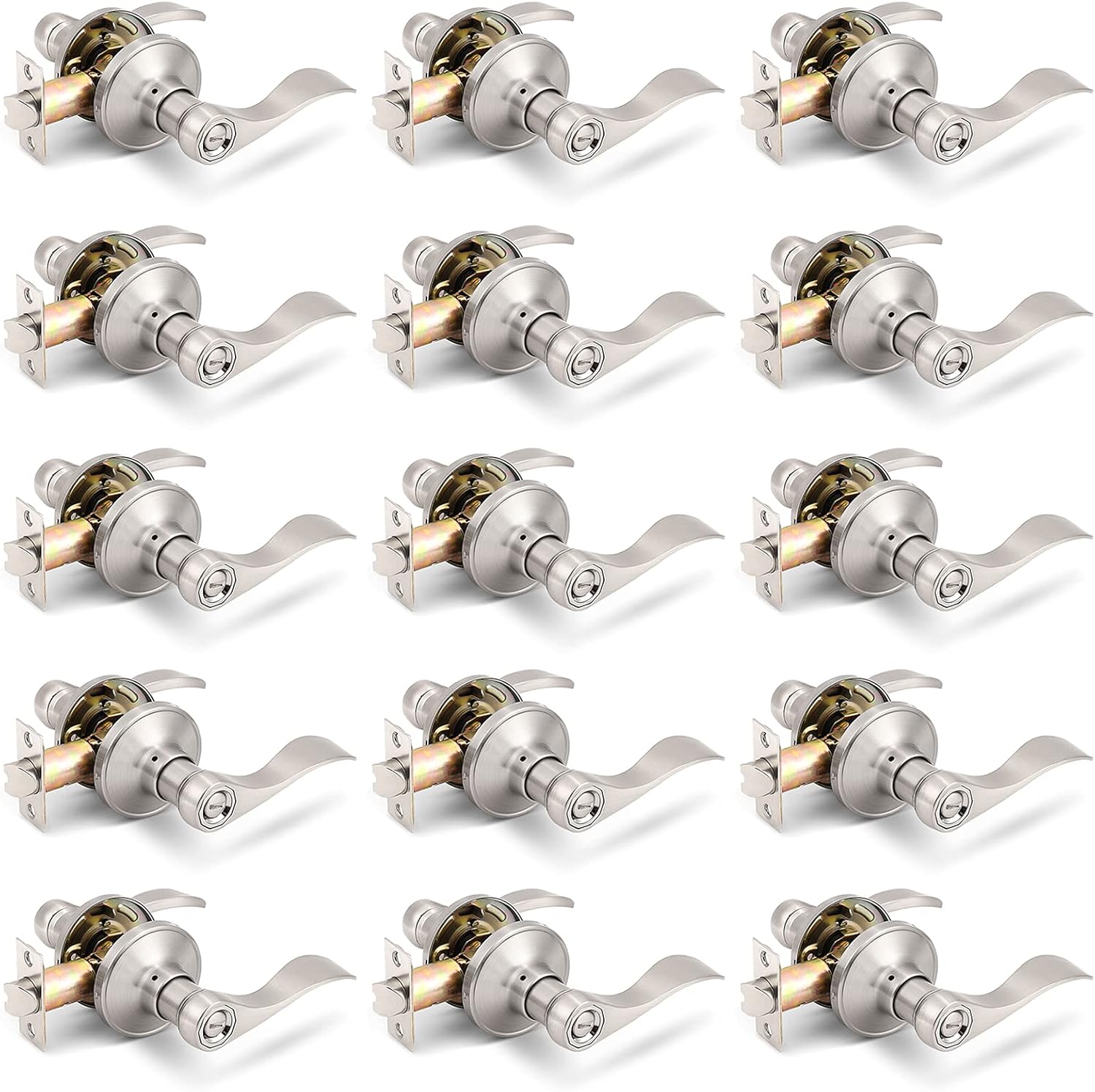 Gobrico Satin Nickel Privacy Door Handle Levers for Home Use