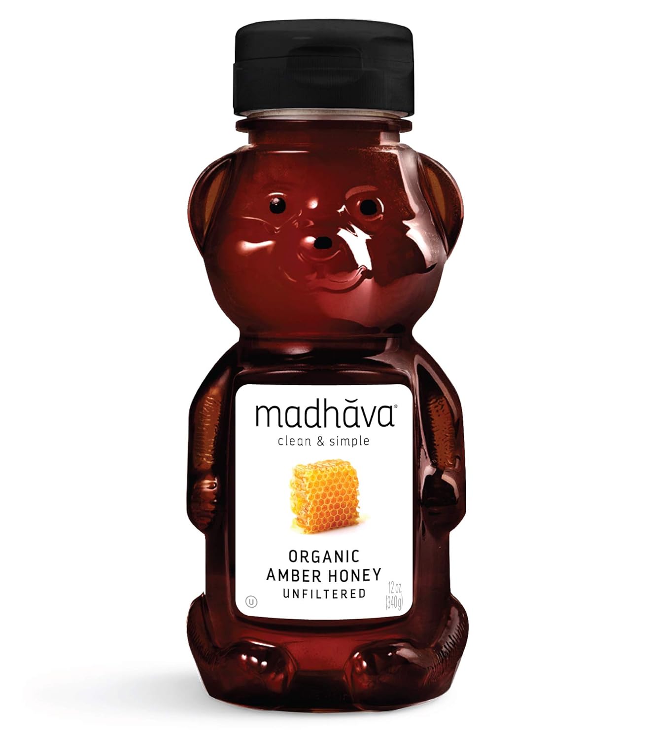 Madhava Organic Amber Honey Bear Pack of 6 Natural Sweetener