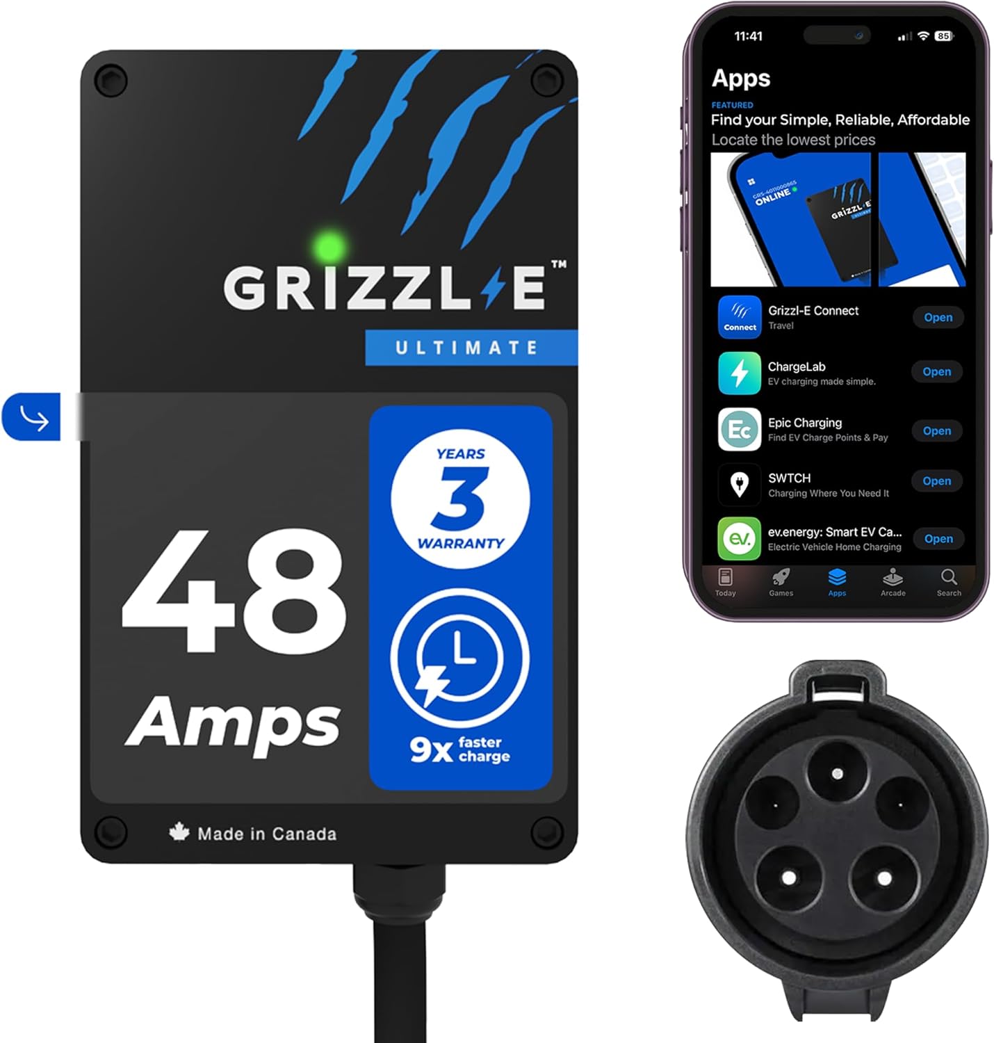 Grizzl-E 48A Ultimate Level 2 Fast EV Charger for All Vehicles