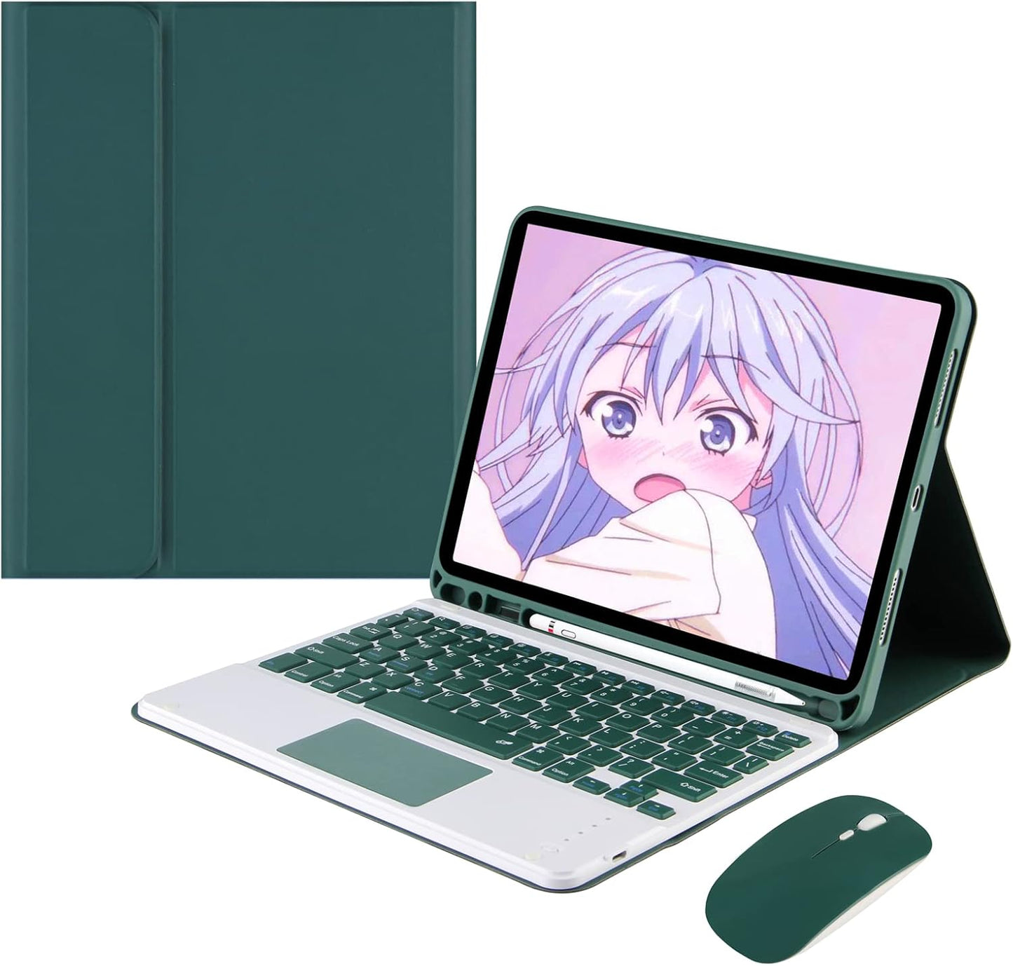 iPad 10.2ft' Keyboard Case with Touchpad and Wireless Mouse Set
