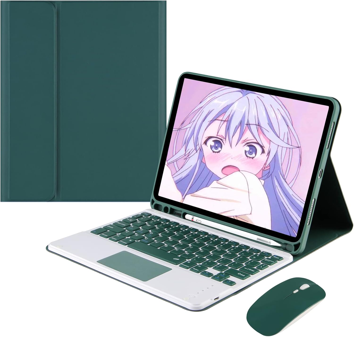 iPad 10.2ft' Keyboard Case with Touchpad and Wireless Mouse Set