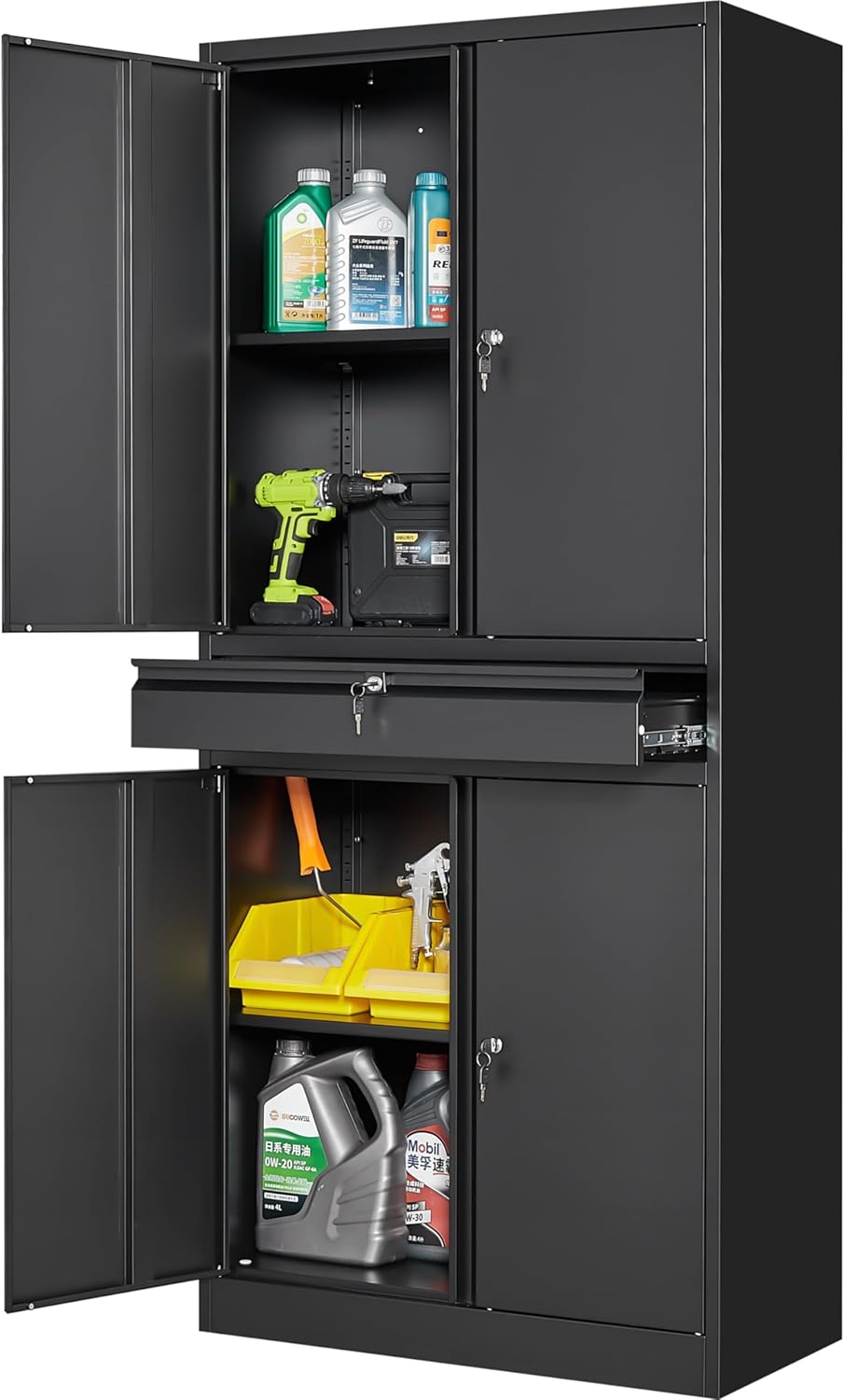 SISESOL Metal Garage Storage Cabinet with Adjustable Shelves