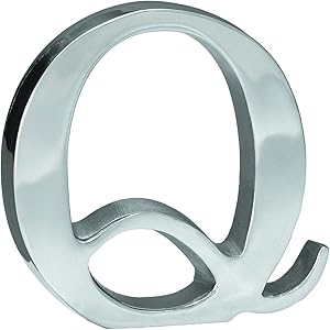 Letter Q, 6-Inch Solid Aluminum Decorative Accent Piece