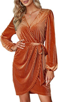 BerryGo Velvet Wrap Long Sleeve Mini Dress - Chic Semi Formal Wrap