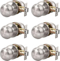 KNOBWELL Passage Door Knob 6 Pack Brushed Nickel - Non-Locking Set