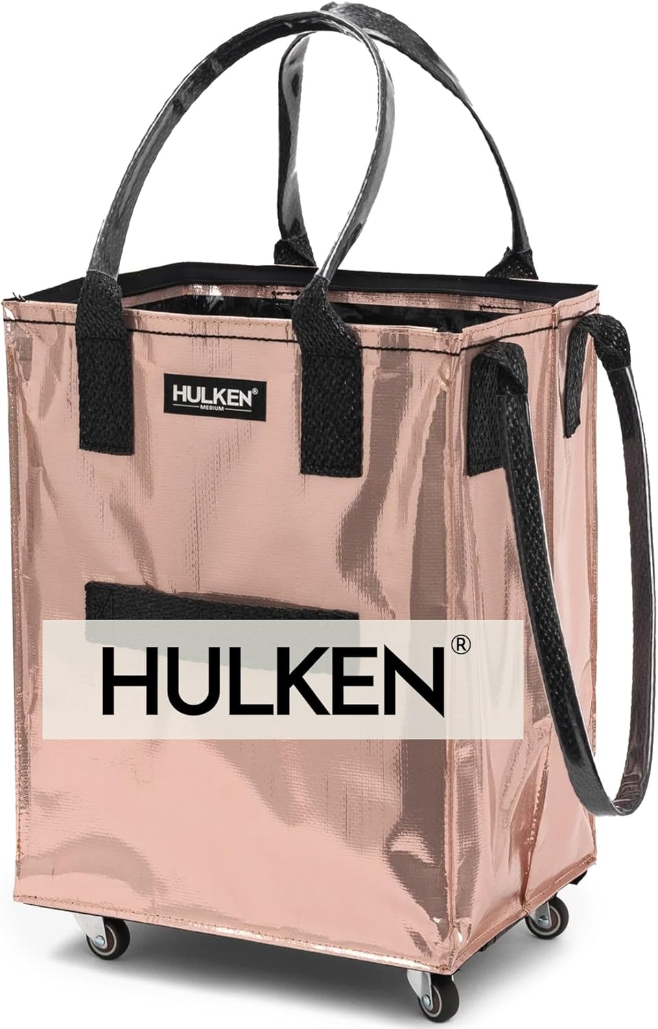 Medium Rose Gold Reusable Grocery Bag On Wheels for Easy Shopping