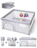Foldable Baby Playpen with Mat - Portable 54.5 in Play Yard