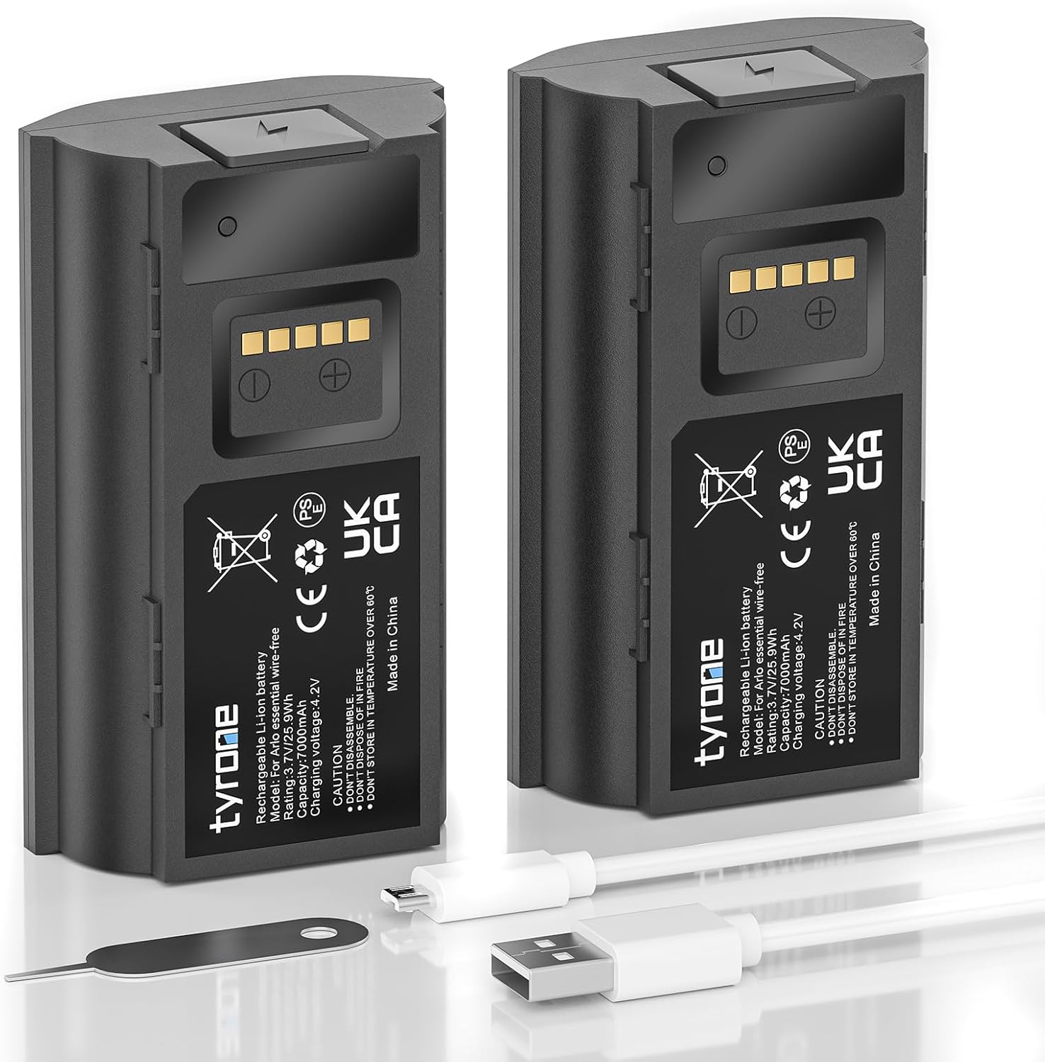 Enhanced Power for Arlo Doorbell: 2 Pack Tyrone Rechargeable Batteries