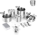 Odoland Stainless Steel Camping Cookware Set - Compact & Complete