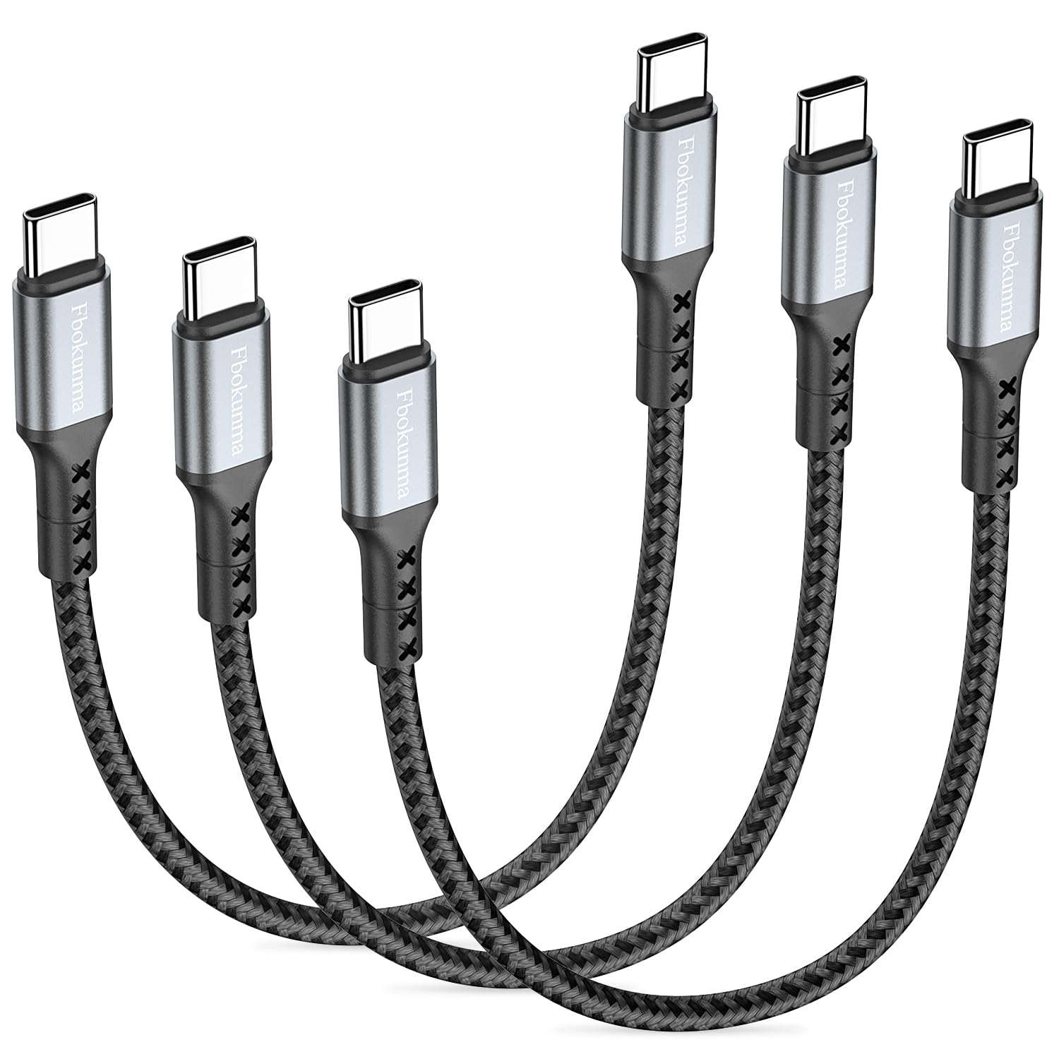 3-Pack 1FT Fast Charge USB C Cables - Samsung & iPhone Compatible