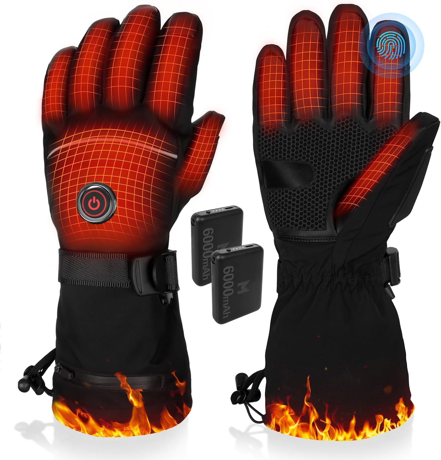 Heated Gloves for Men Women, Rechargeable Waterproof Electric Gloves