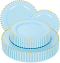 EI 60pcs Blue Plastic Plates Disposable Heavy Duty Plates - Elegant