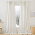 RYB HOME Semi Sheer Curtains 102 in - Linen-Look Privacy Panels