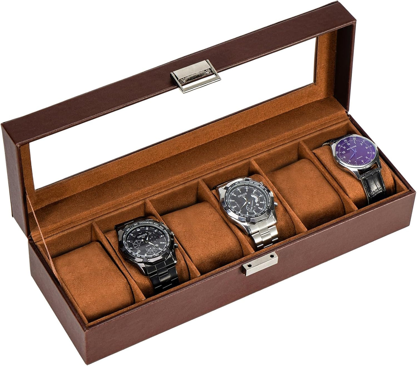 Premium 6-Slot Watch Case - Stylish Storage Solution