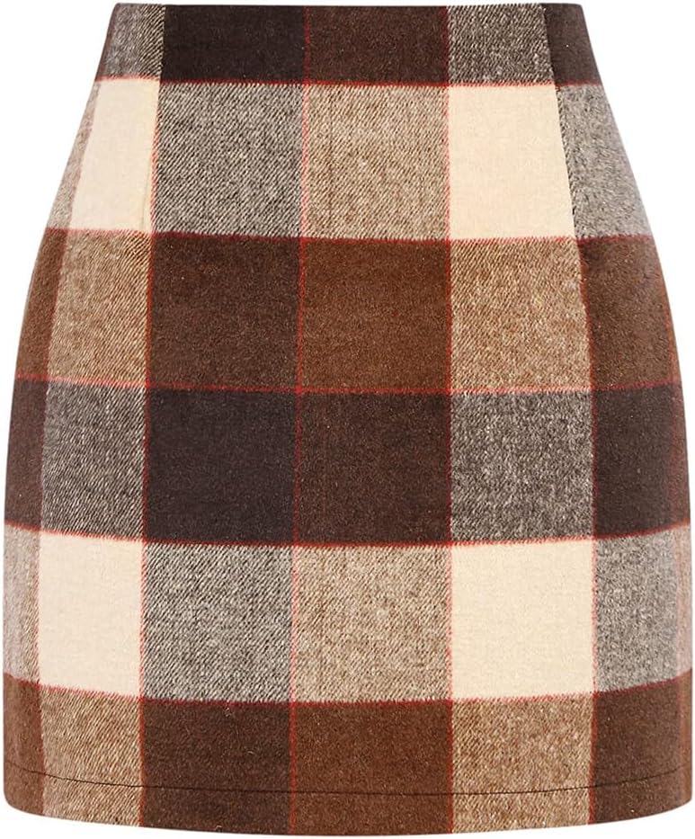 Plaid Mini Skirt for Women High Waist A Line Bodycon Style