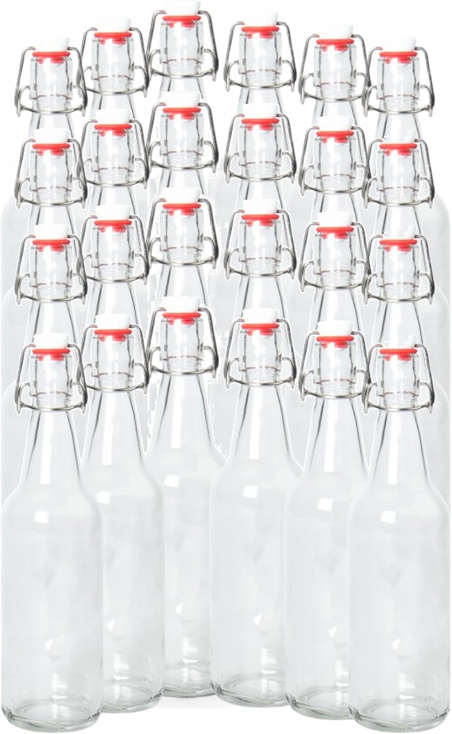 Pack of 24 Clear 16-20oz Growler with Flip Top Airtight Seal