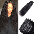 Seamless Clip in Hair Extensions Deep Wave 8Pcs 20in - Natural Black