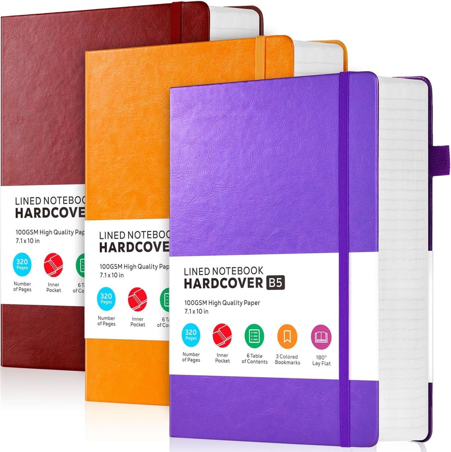 3 Pack Journals Notebooks Set for Work Writing and School Use