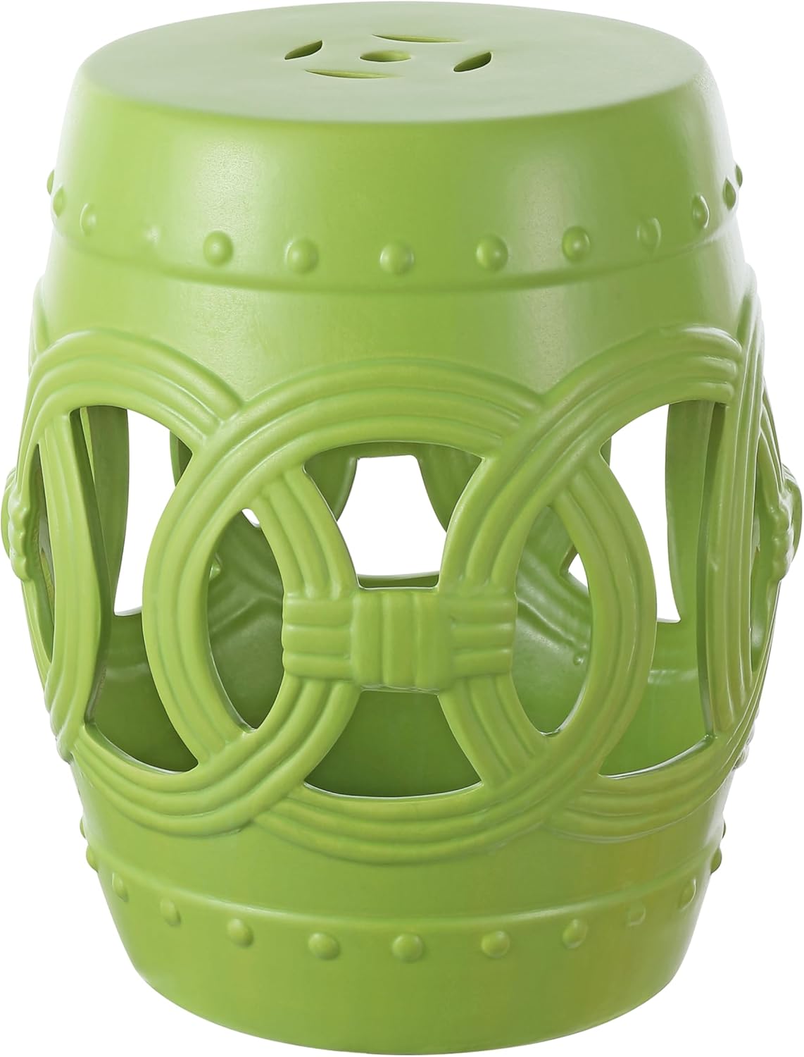 JONATHAN Y Lucky Coins 16in Ceramic Drum Garden Stool