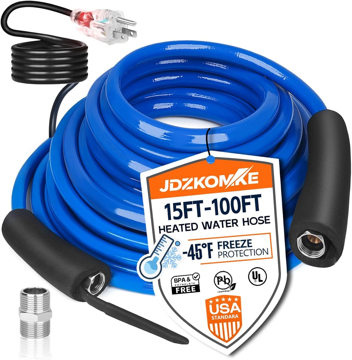 25FT Heated RV Water Hose with -45F Freeze Protection