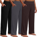 Plus Size Wide Leg Yoga Pants High Waist Sweatpants - 3 Pack Fit