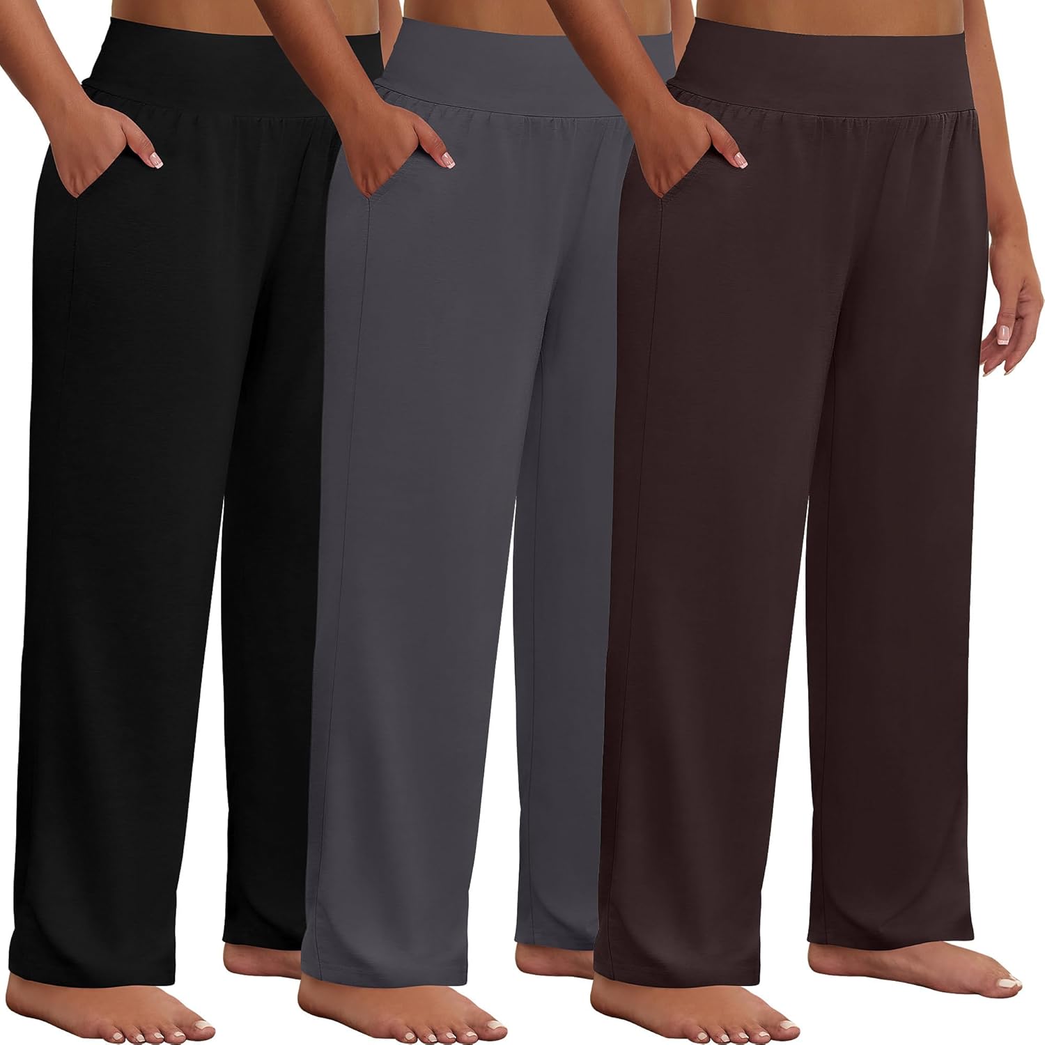 Neer Plus Size Wide Leg Yoga Pants with Pockets for Comfort