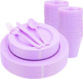 KIRE Purple Plastic Plates 150 PCS Set - Durable Lavender Party