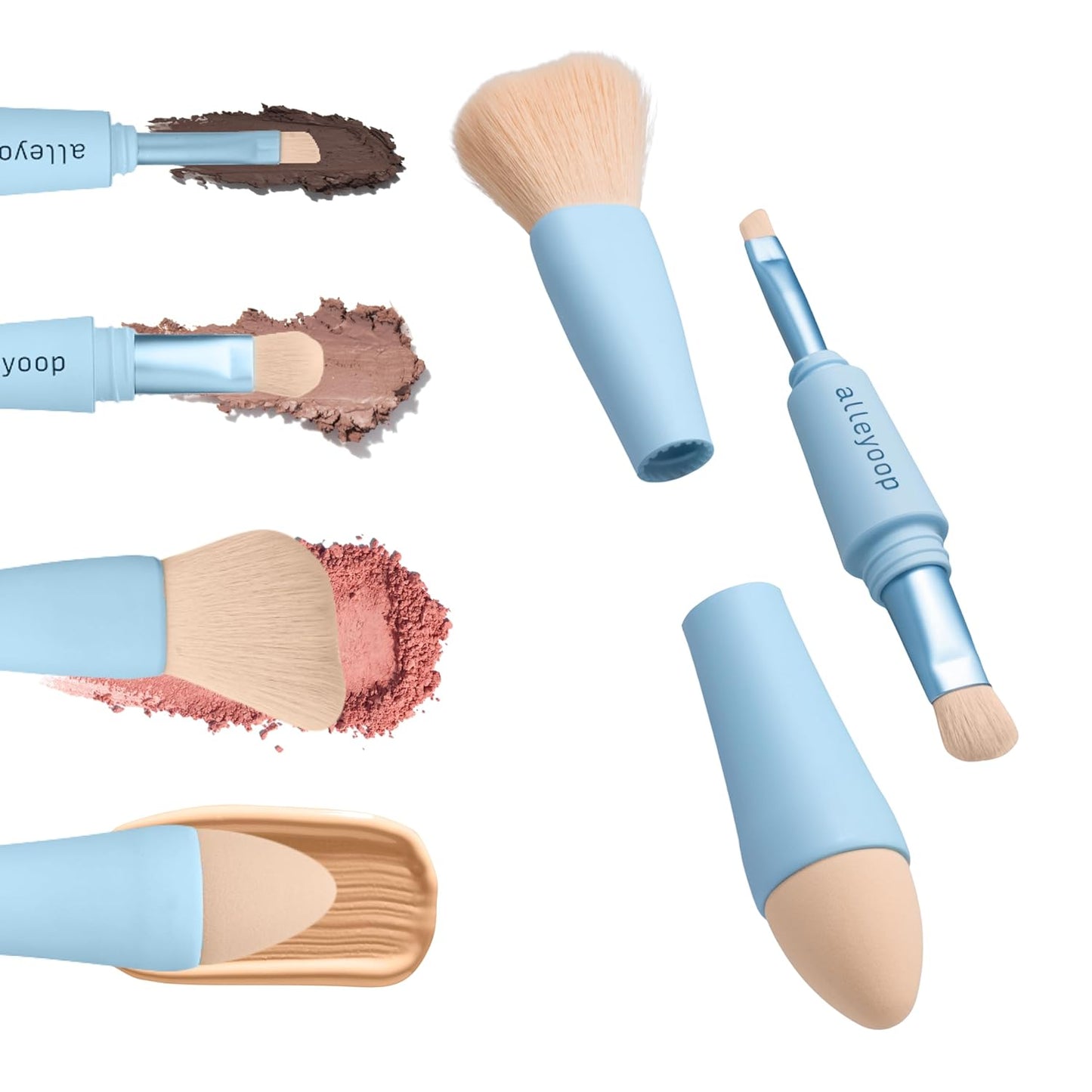 ALLEYOOP 4-in-1 Makeup Brush - All-in-One Beauty Tool