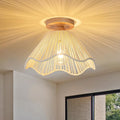 D12.5 in Boho Rattan Flush Mount Mini Chandelier - Soft Ambient Light