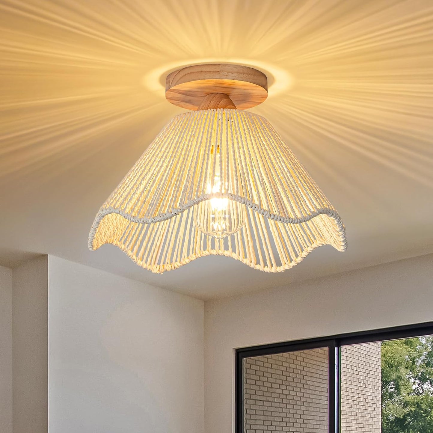 D12.5 Inch Boho Light Fixtures Flush Mount Mini Chandelier