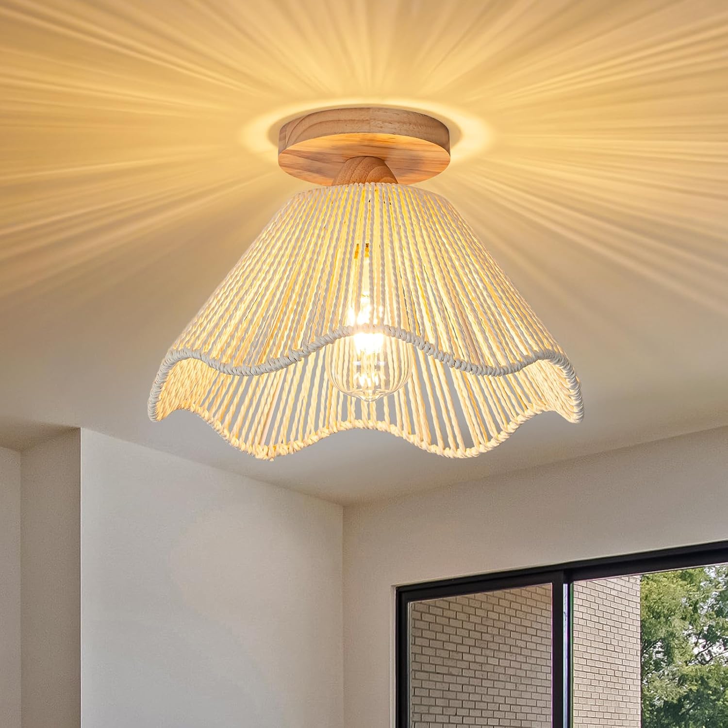 D12.5 Inch Boho Light Fixtures Flush Mount Mini Chandelier