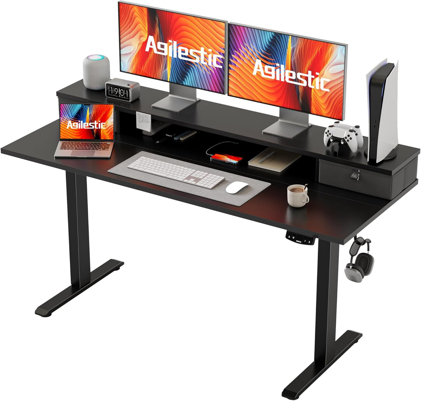 Agilestic Electric Standing Desk 53x24 Inches with 2 Drawers