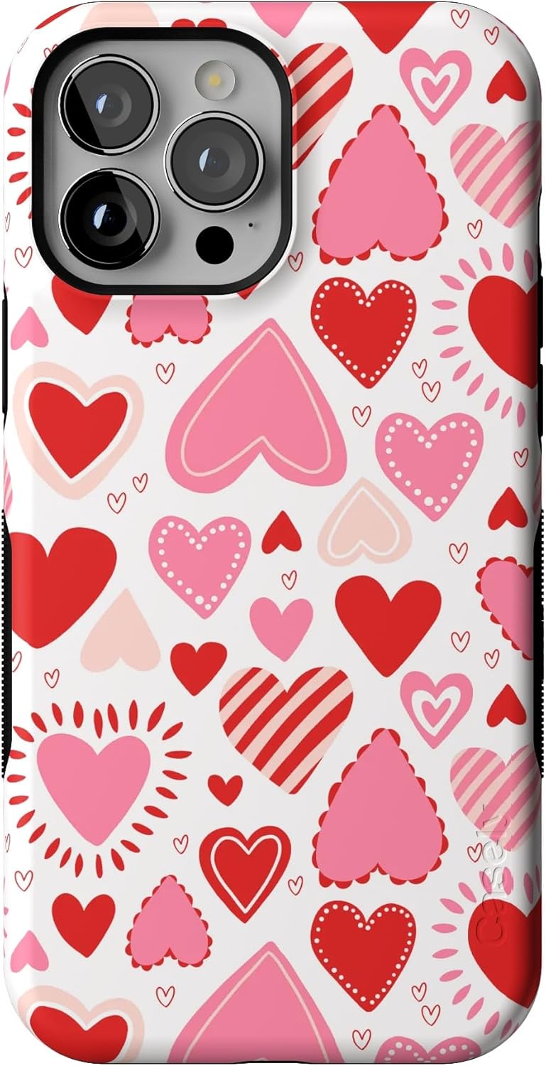 Bold Protective iPhone 13 Pro Max Case with Pink Heart Stickers