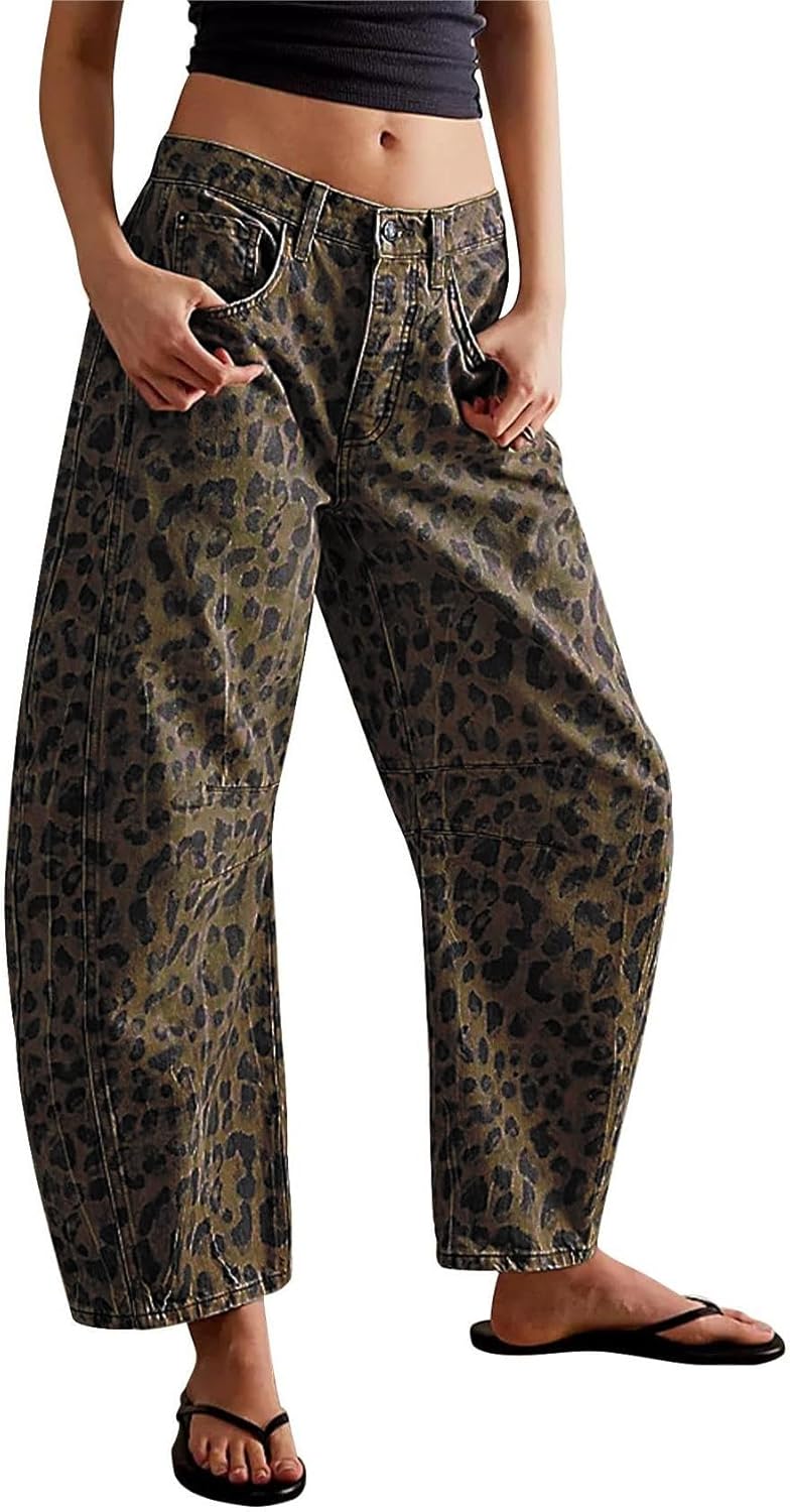 Womens Stretchy Mid Rise Barrel Jeans for Vintage Style Lovers