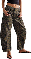 Womens Stretchy Mid Rise Barrel Jeans - Vintage Wide Leg Crop