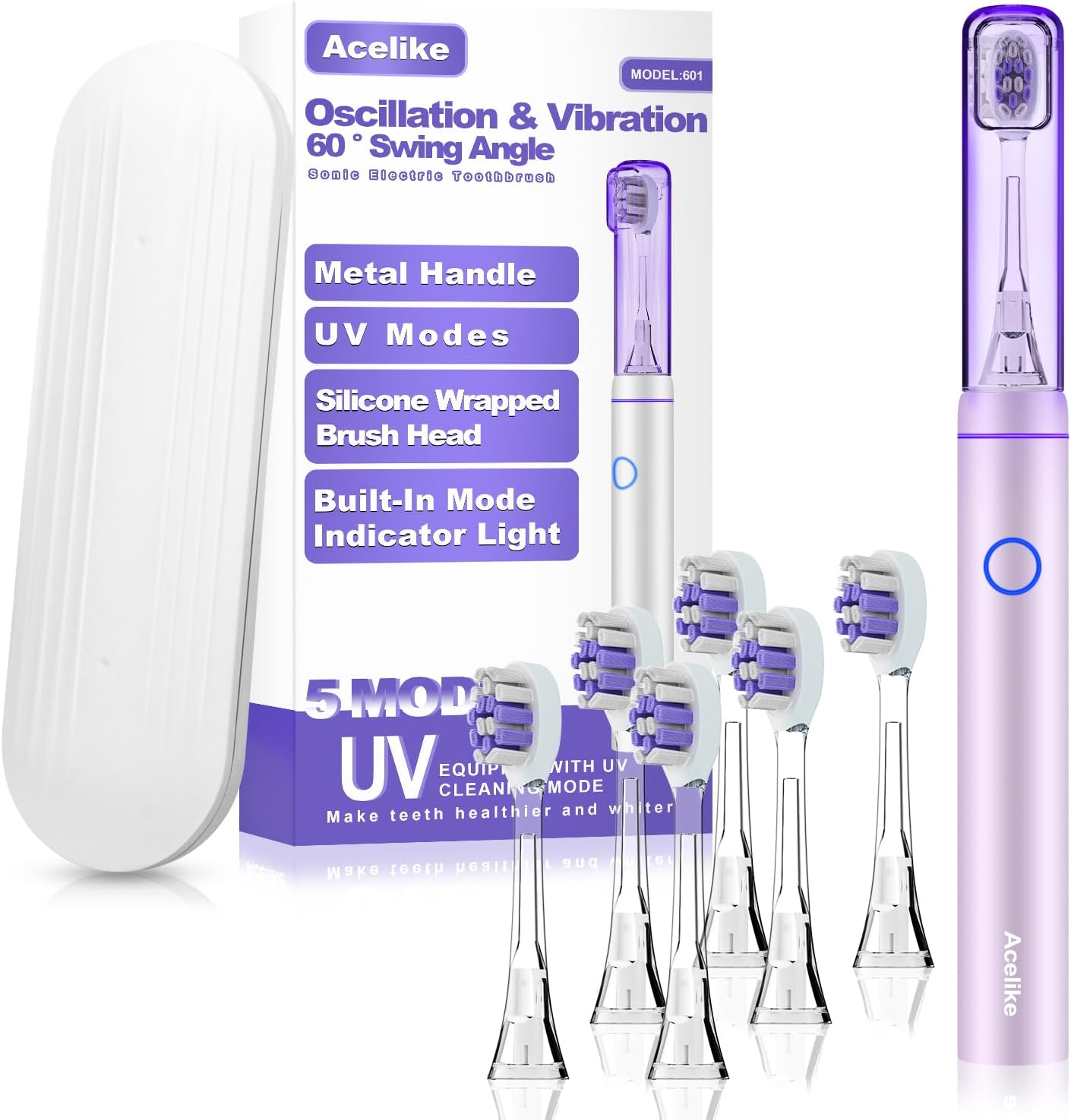 Metal Electric Toothbrush with UV Mode and 5 Custom Modes