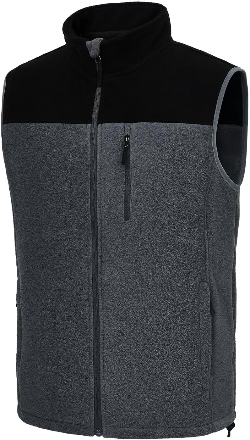 Men's Fleece Vest Full Zip Lightweight Outerwear for Winter