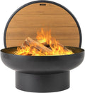 Iron Fire Pit Table with Lid - Thick Heavy Duty Outdoor Fire Bowl