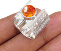 7MM Round Gemstone 925 Sterling Silver Floral Leaves Ring (Style VZ2Y)